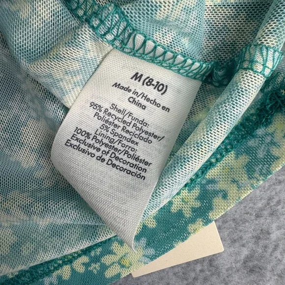 No Boundaries Top Womens M Teal Floral Sheer Crop Y2K Milkmaid Cottagecore Fairy - Picture 7 of 10